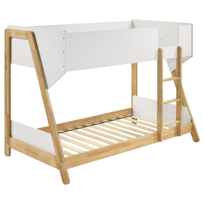 Wyatt Wood Twin Over Twin Bunk Bed White and Natural product image