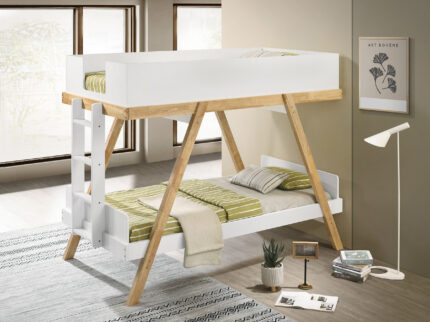 Frankie Twin Over Twin Bunk Bed with 7-inch Mattresses White product image