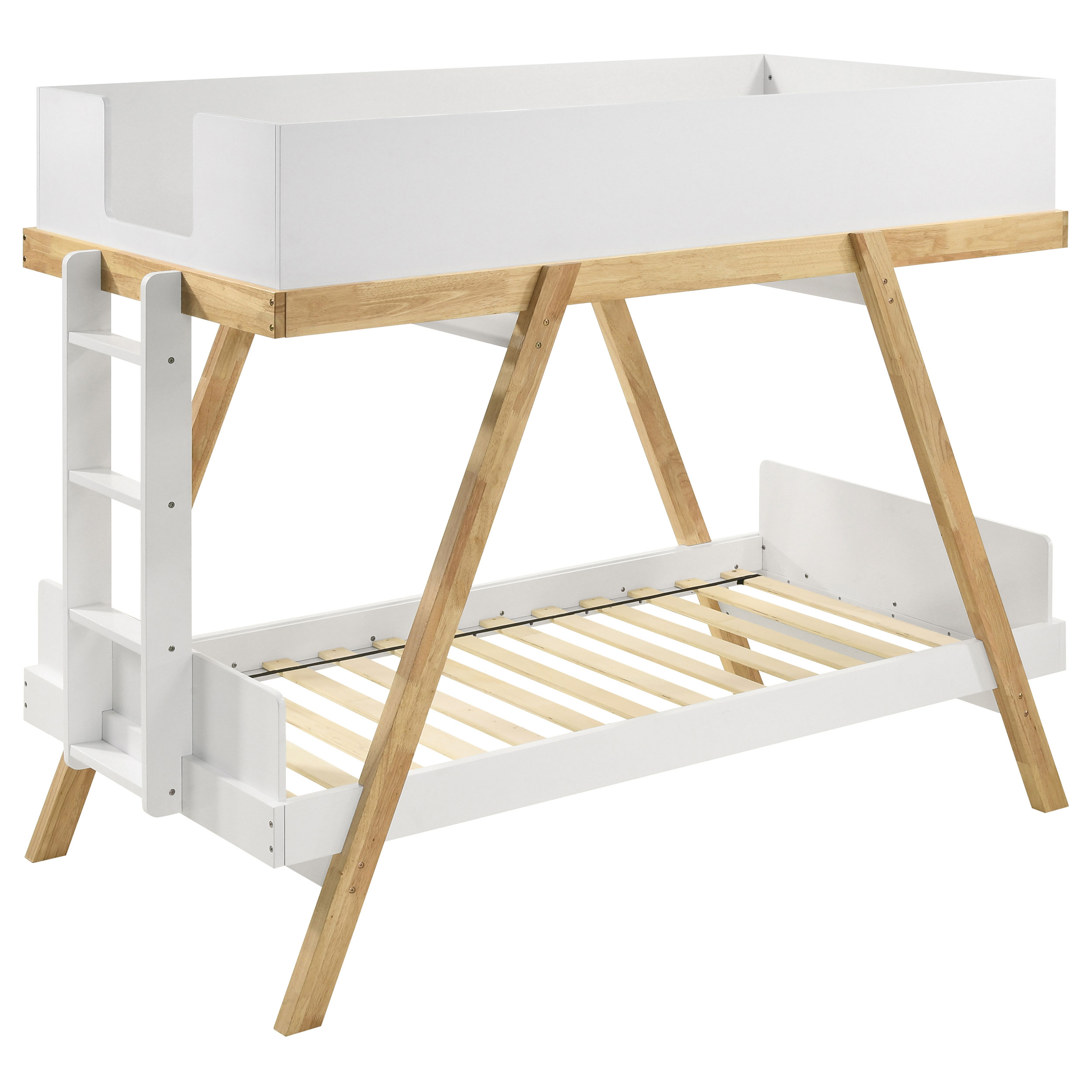 Frankie Wood Twin Over Twin Bunk Bed White and Natural Frankie Wood Twin Over Twin Bunk Bed White and Natural product image