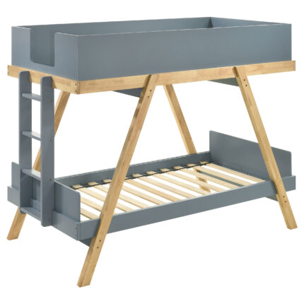 Frankie Wood Twin Over Twin Bunk Bed Blue and Natural product image