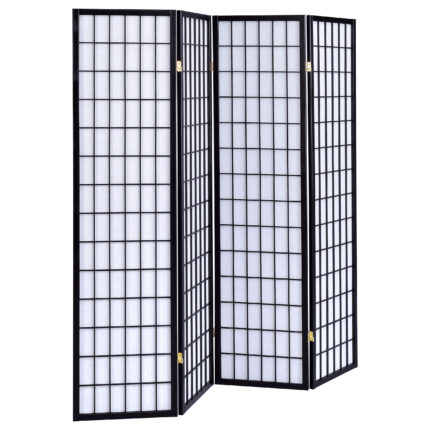 Roberto 4-Panel Room Divider Folding Shoji Screen Black product image