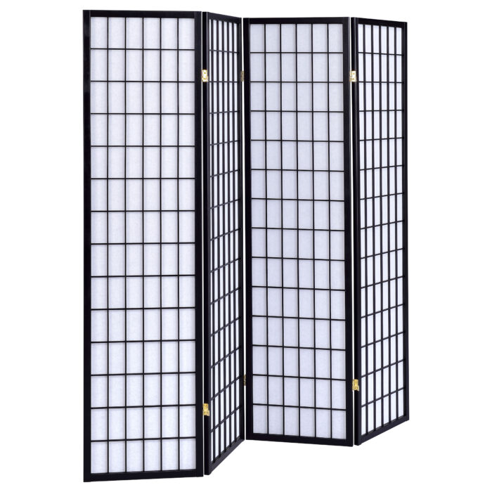 Roberto 4-Panel Room Divider Folding Shoji Screen Black product image