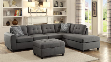 Stonenesse Sectional Sofa with Storage Ottoman Set Grey product image