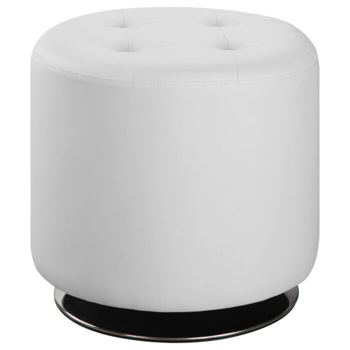 Bowman Round Upholstered Tufted Swivel Ottoman White product image
