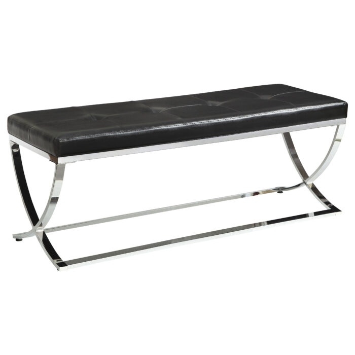 Walton Leatherette Upholstered Tufted Accent Bench Black product image