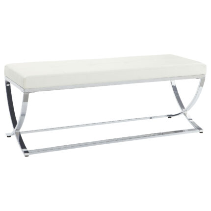 Walton Leatherette Upholstered Tufted Accent Bench White product image