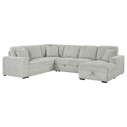 Devonshire Sleeper Sectional Sofa Storage Chaise Grey product image
