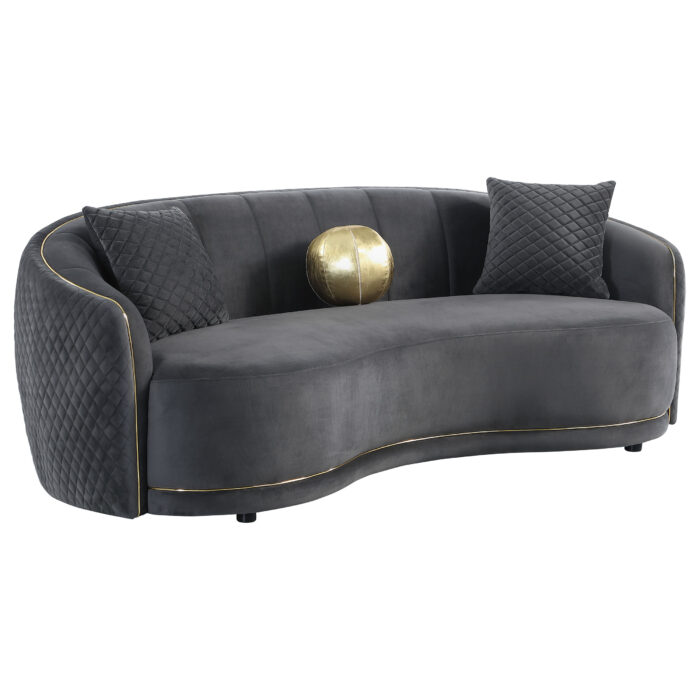 Brookside Velvet Upholstered Curved Sofa Dark Grey product image
