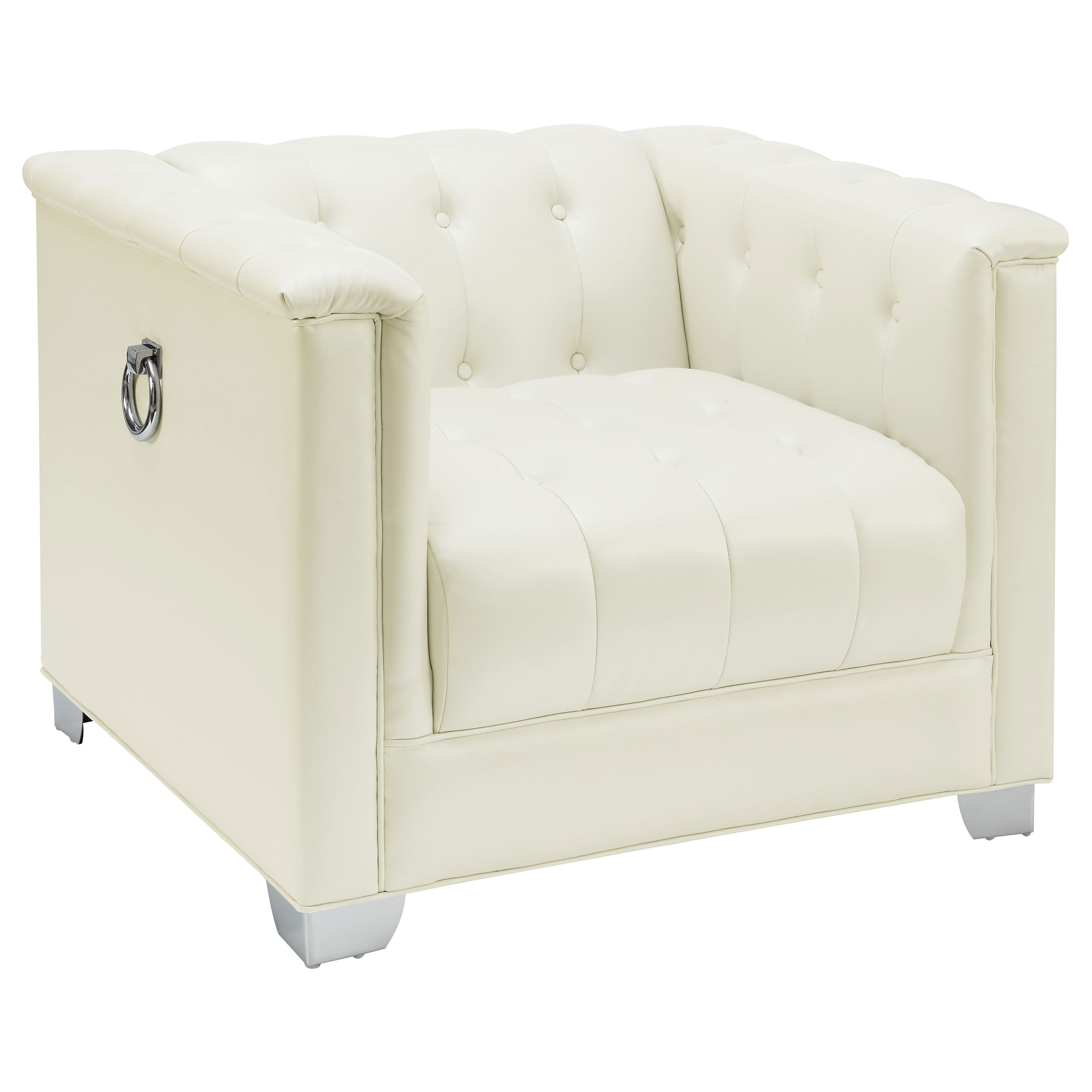Chaviano Upholstered Track Arm Accent Chair Pearl White product image