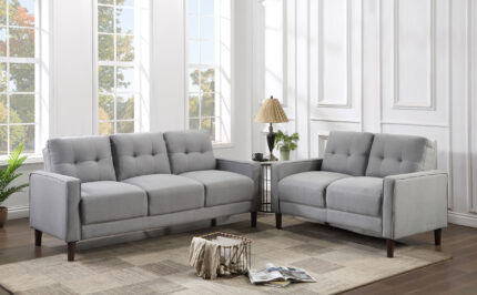 Bowen 2-piece Upholstered Track Arm Tufted Sofa Set Grey product image