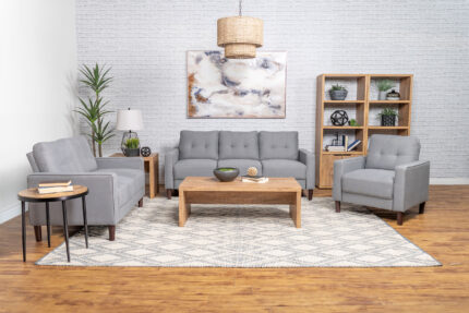 Bowen 3-piece Upholstered Track Arm Tufted Sofa Set Grey product image