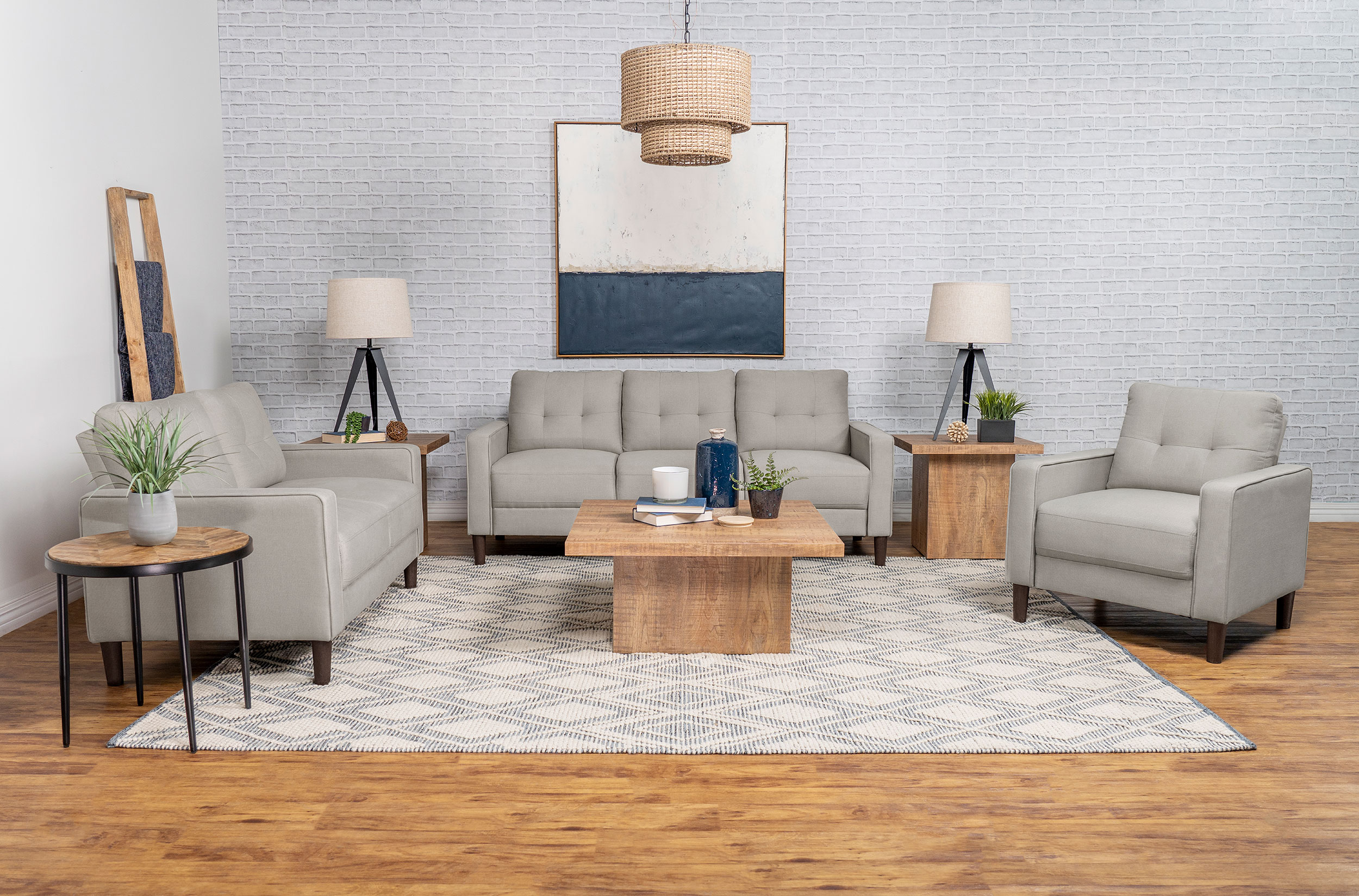 Bowen 3-piece Upholstered Track Arm Tufted Sofa Set Beige Bowen 3-piece Upholstered Track Arm Tufted Sofa Set Beige product image