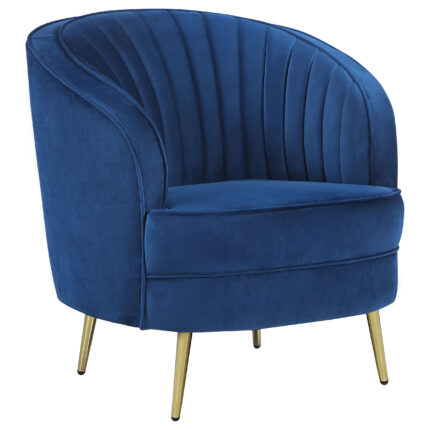 Sophia Upholstered Channel Tufted Barrel Accent Chair Blue product image