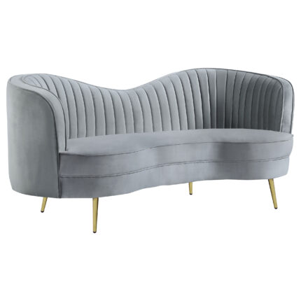 Sophia Upholstered Channel Tufted Loveseat Grey product image