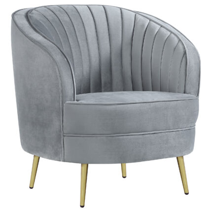 Sophia Upholstered Channel Tufted Barrel Accent Chair Grey product image