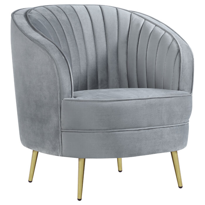 Sophia Upholstered Channel Tufted Barrel Accent Chair Grey product image
