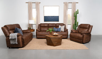 Ellington 3-piece Upholstered Padded Arm Sofa Set Dark Brown product image