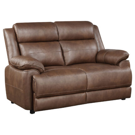 Ellington Upholstered Padded Arm Loveseat Dark Brown product image