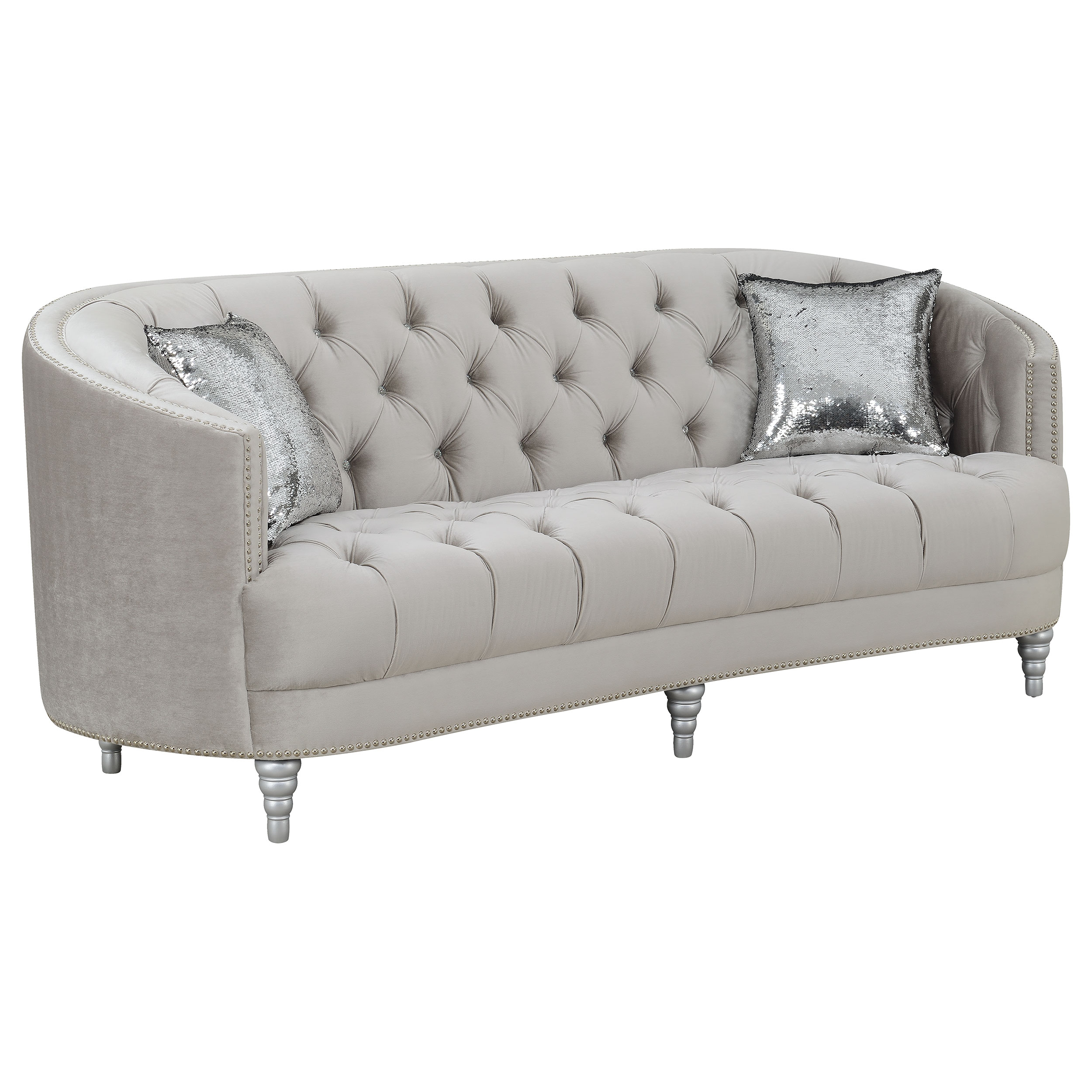 Avonlea Upholstered Sloped Arm Sofa Grey Velvet Avonlea Upholstered Sloped Arm Sofa Grey Velvet product image