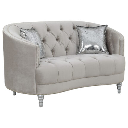 Avonlea Upholstered Sloped Arm Loveseat Grey Velvet product image