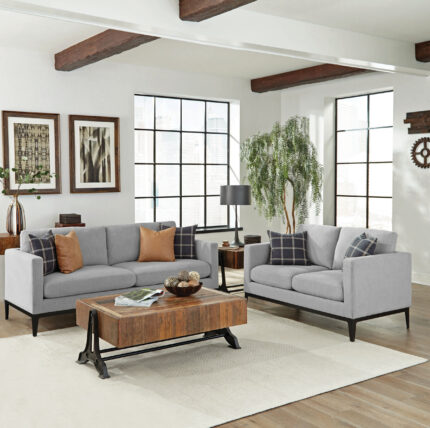 Apperson 2-piece Upholstered Track Arm Sofa Set Light Grey product image