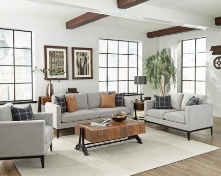 Apperson 3-piece Upholstered Track Arm Sofa Set Light Grey product image