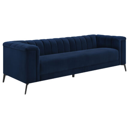Chalet Upholstered Tuxedo Arm Tufted Sofa Blue product image