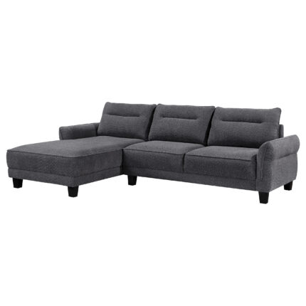 Caspian Upholstered Curved Arm Chaise Sectional Sofa Grey product image