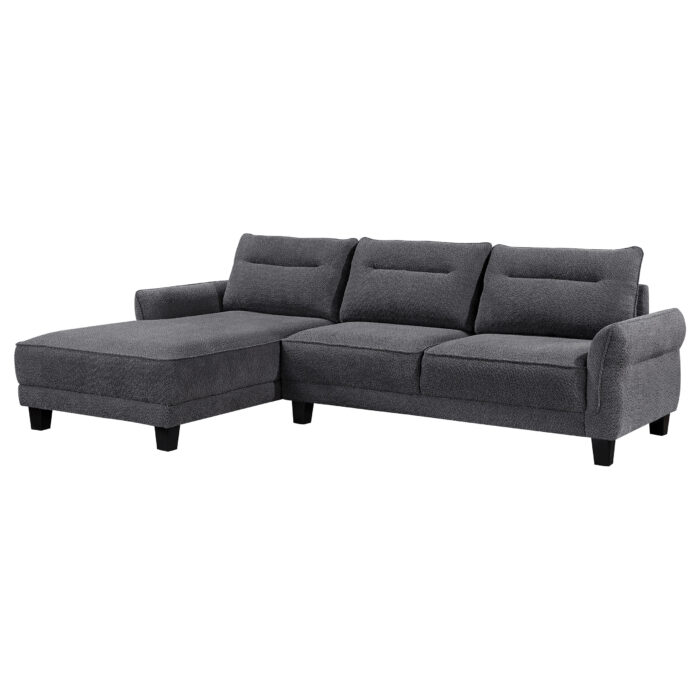 Caspian Upholstered Curved Arm Chaise Sectional Sofa Grey product image