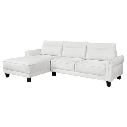 Caspian Upholstered Curved Arm Chaise Sectional Sofa White product image