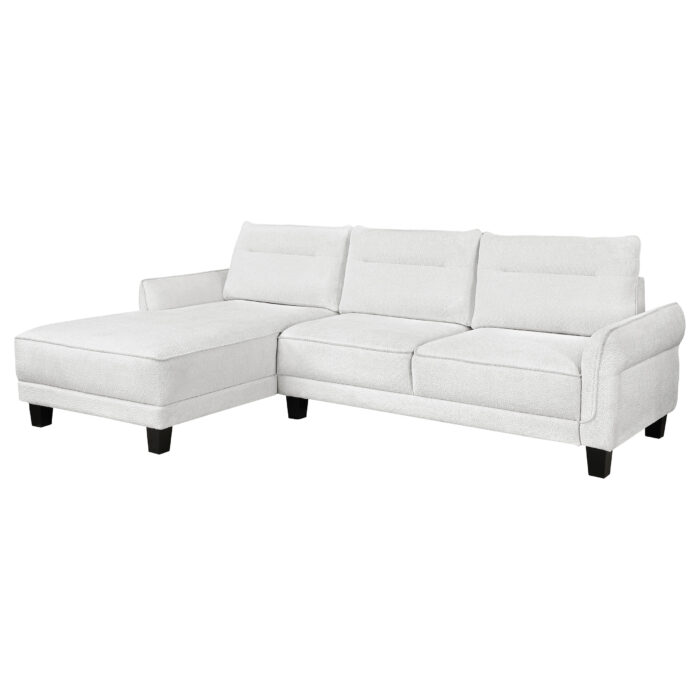 Caspian Upholstered Curved Arm Chaise Sectional Sofa White product image