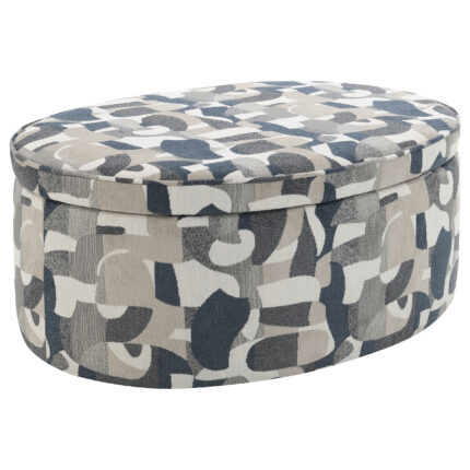 Tomkins Oval Upholstered Storage Ottoman Indigo Blue product image