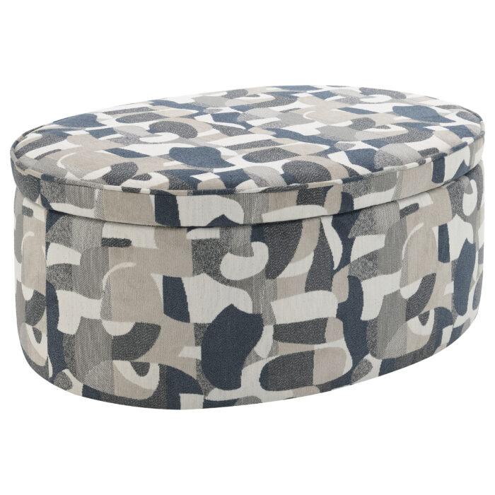 Tomkins Oval Upholstered Storage Ottoman Indigo Blue product image