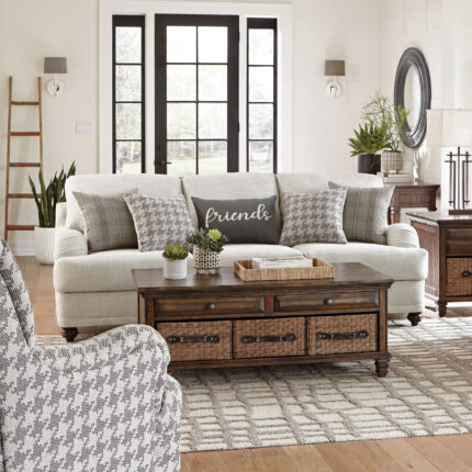 Glenn Upholstered English Arm Sofa Light Grey and Grey product image
