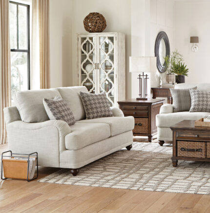 Glenn Upholstered English Arm Loveseat Light Grey and Grey product image