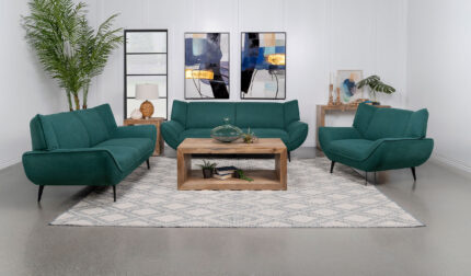 Acton 3-piece Upholstered Flared Arm Sofa Set Teal Blue product image