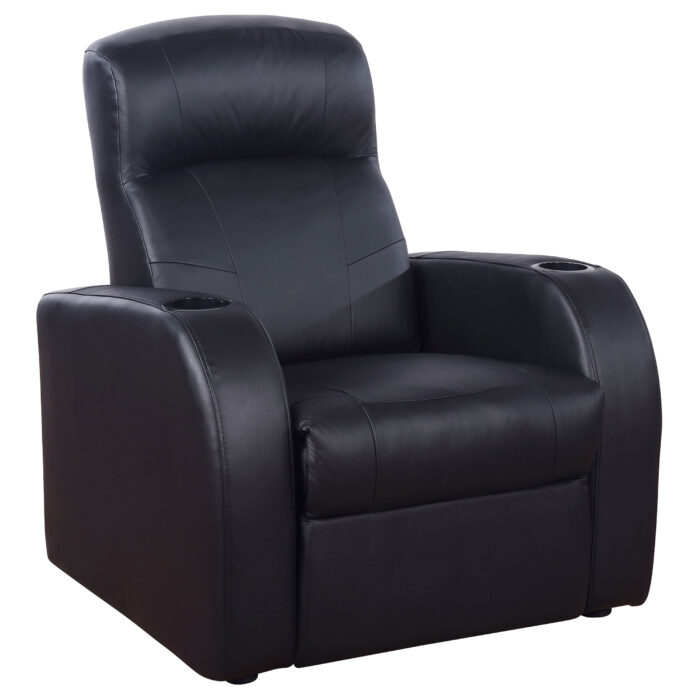 Cyrus Upholstered Track Arm Recliner Black product image
