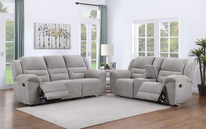 Gilson 2-piece Chenille Upholstered Reclining Sofa Set Grey product image