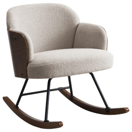 Paige Boucle Upholstered Mid Back Rocking Chair Beige product image