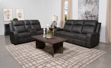 Raelynn 2-piece Upholstered Reclining Sofa Set Grey product image