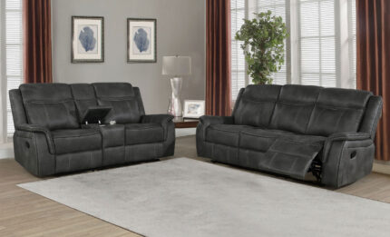 Lawrence 2-piece Upholstered Reclining Sofa Set Charcoal product image