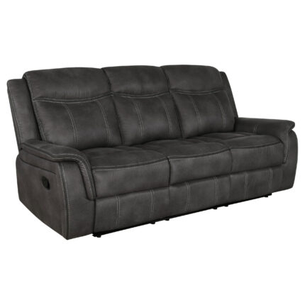 Lawrence Upholstered Padded Arm Reclining Sofa Charcoal product image