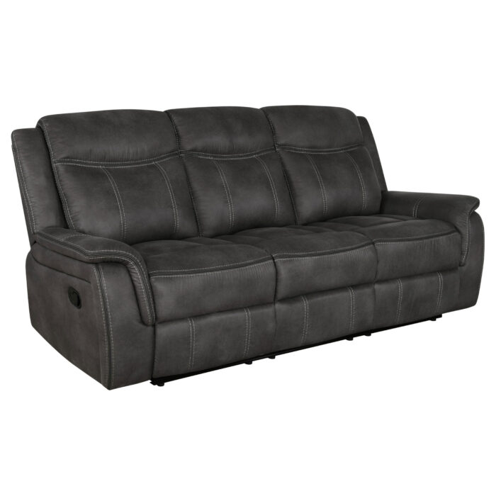 Lawrence Upholstered Padded Arm Reclining Sofa Charcoal product image