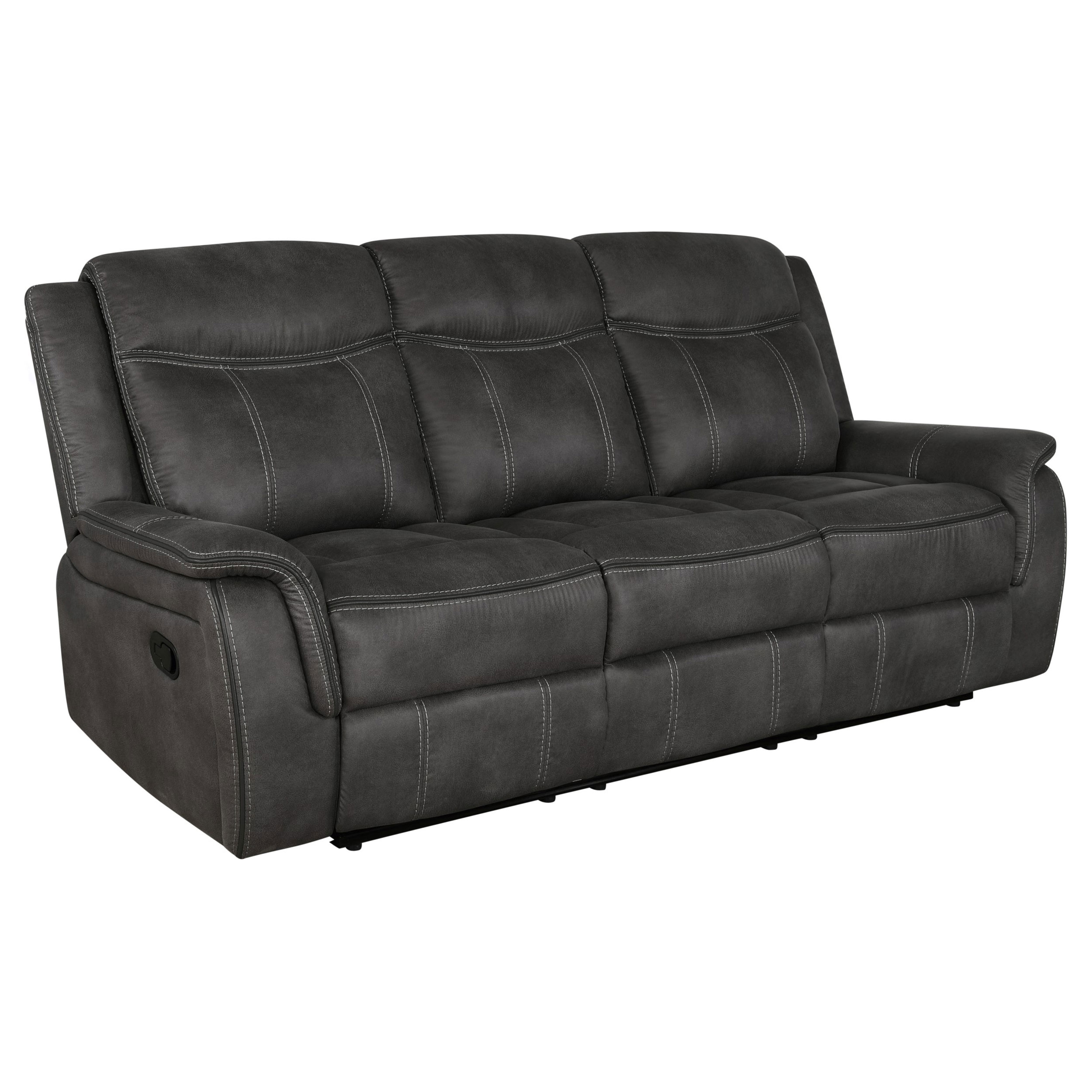 Lawrence Upholstered Padded Arm Reclining Sofa Charcoal Lawrence Upholstered Padded Arm Reclining Sofa Charcoal product image
