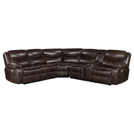 Sycamore Upholstered Power Reclining Sectional Sofa Brown product image