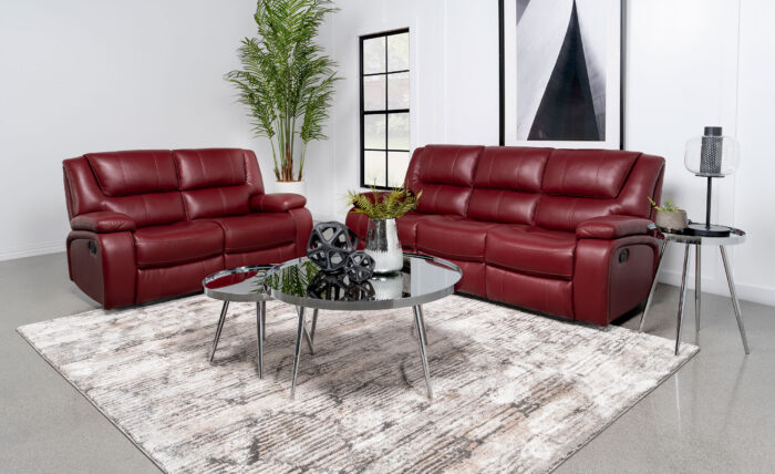 Camila 2-piece Upholstered Reclining Sofa Set Red product image