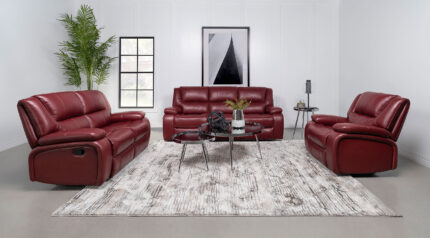 Camila 3-piece Upholstered Reclining Sofa Set Red product image