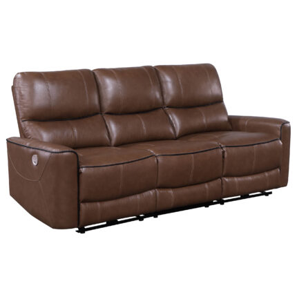 Greenfield Upholstered Power Reclining Sofa Saddle Brown product image