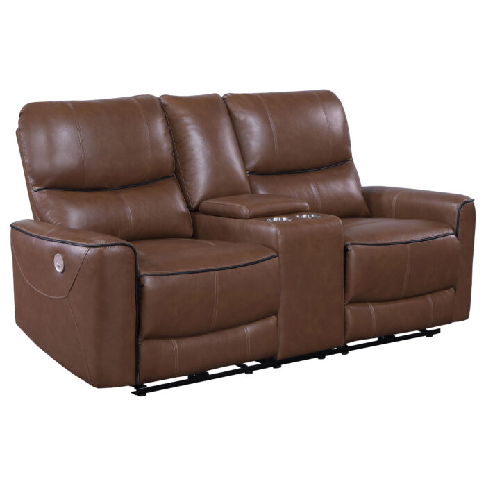 Greenfield Upholstered Power Reclining Loveseat Saddle Brown product image