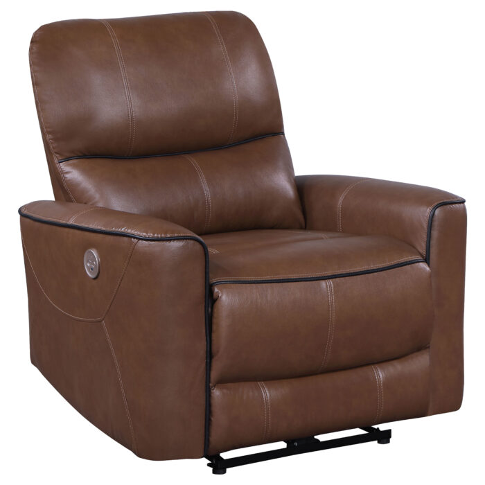 Greenfield Upholstered Power Recliner Chair Saddle Brown product image